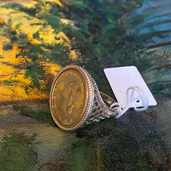 925 Sterling Silver Authentic Italian Coin Ring - Picture 4 of 10